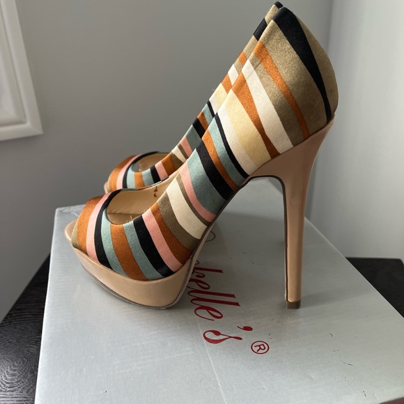 Open Toes Striped Heels - Picture 6 of 7